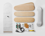 Kit contains everything you need to make 3 Street Decks: 100% Canadian maple veneer sheets, mold for shaping, glue, roller, Thin Air Press and finishing tools