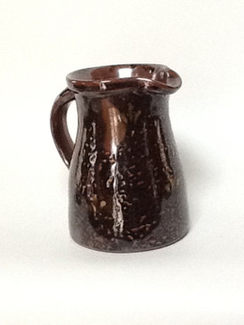 One Quart Straight Pitcher-Brown over White