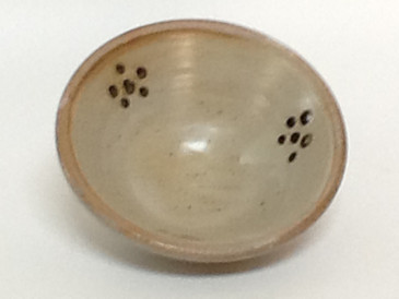 Salsa Bowl-Cream colored over brown dots