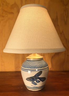 *Lamp-Small Ginger Jar with Blue Fish-Mem. Day Sale Special-FREE SHIPPING!-Harp is included but No Shade