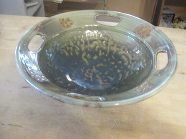 large pottery serving bowl; woodfired;artistic 