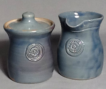 Cornwall Commemorative Sugar Pot and Creamer Set-Lite Blue
