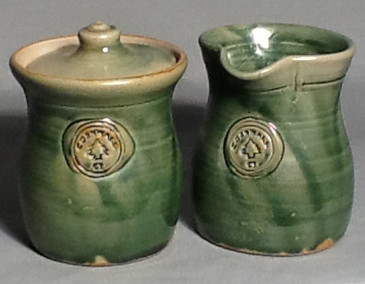 Cornwall Commemorative Sugar Pot and Creamer Set-GREEN