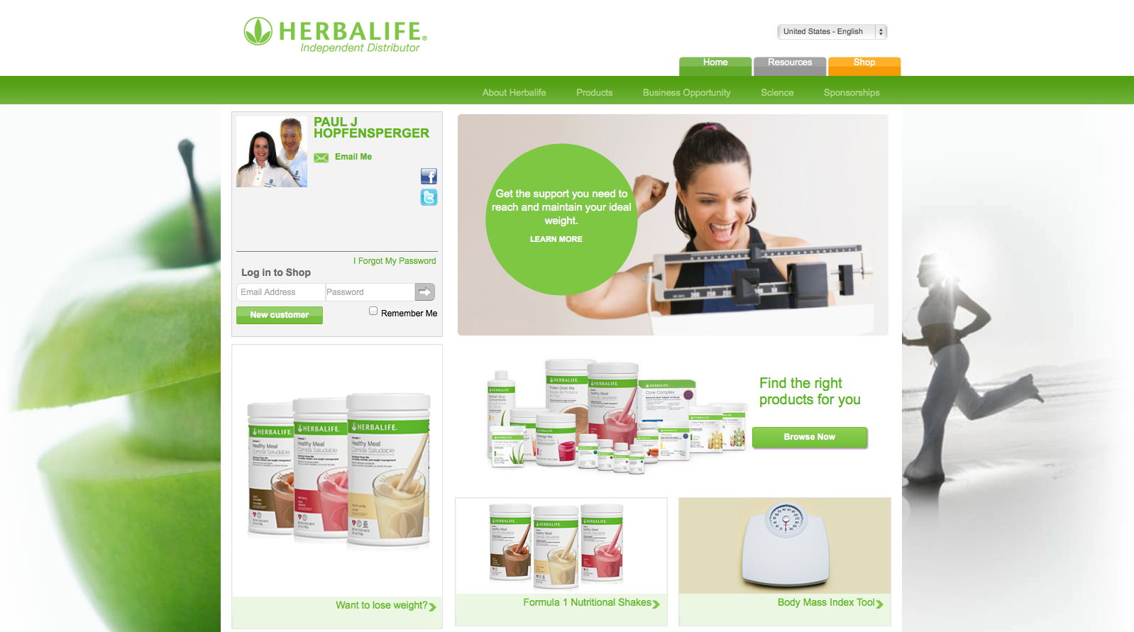 Paul and Beccy Hopfensperger Herbalife Independent Distributors since