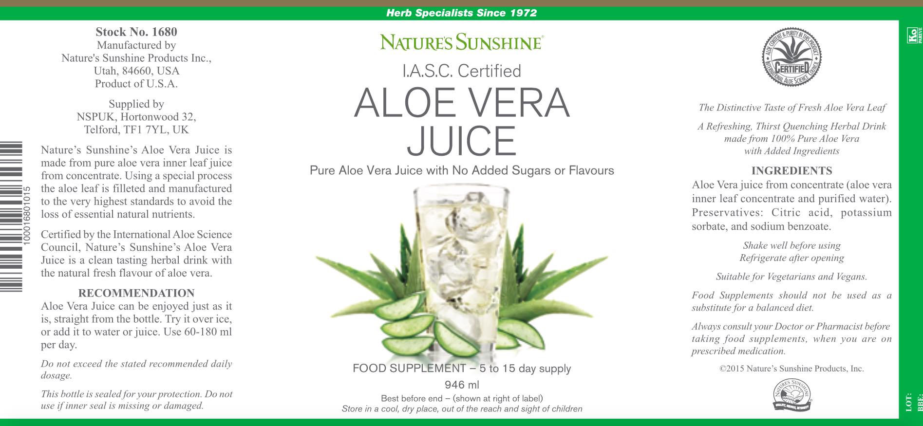  Body and Mind Studio International® Nature's Sunshine Aloe Vera
