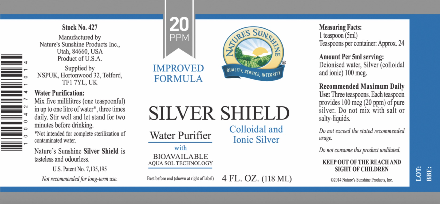 Body and Mind Studio® Nature's Sunshine Silver Shield Liquid (118ml)