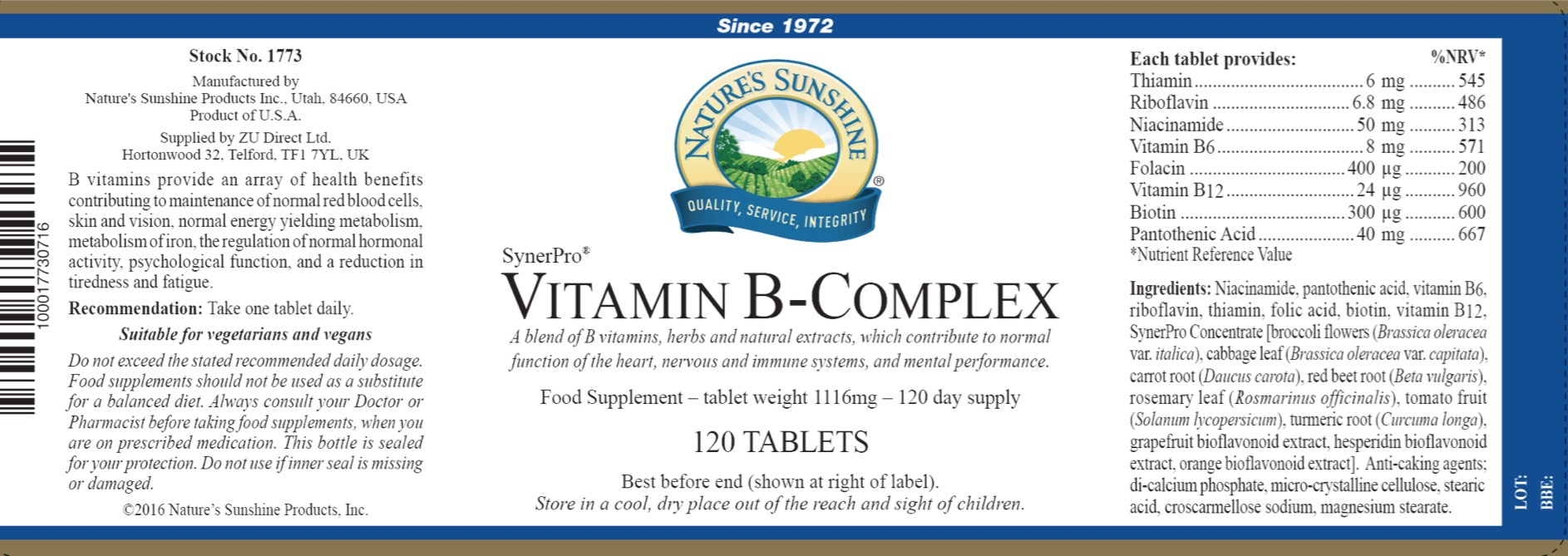 Body and Mind Studio Nature's Sunshine Vitamin (120