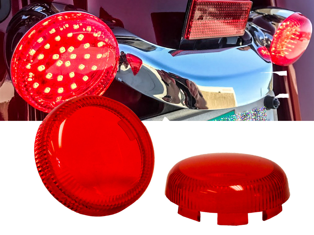 Set (2) RED Turn Signal Lens DeuceStyle Snap On Replacement lens for