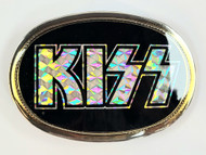 KISS Belt Buckle - Pacifica 1977, Black w/ Silver Prism Logo