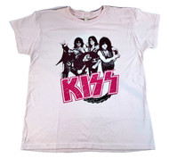 KISS Women's T-Shirt - White w/ Pink Logo, 2011
