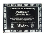 KISS Certificate Of Authenticity - Paul Stanley Collectible Bear