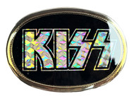 KISS Belt Buckle - Pacifica 1977, Black w/ Silver Prism Logo