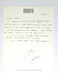 KISS Autograph - Eric Carr Handwritten Letter (4/20/1985)