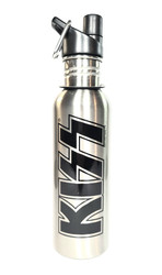 KISS Water Bottle - Silver, Black Logo 