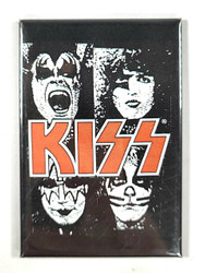 KISS Magnet - Red Logo, B&W Faces