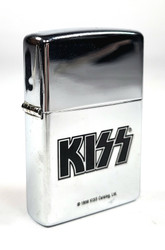 KISS Zippo Lighter - Chrome w/ Black Logo 1998