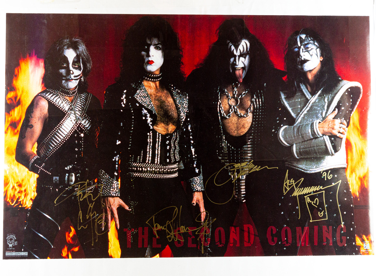 KISS Autograph Reunion Poster, signed by Ace, Gene, Peter and Paul