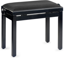 STAGG Highgloss black piano bench with black smooth velvet top
