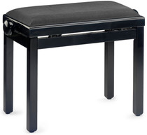 STAGG Highgloss black piano bench with ribbed black velvet top