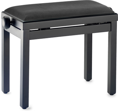 STAGG Matt black piano bench with black ribbed velvet top