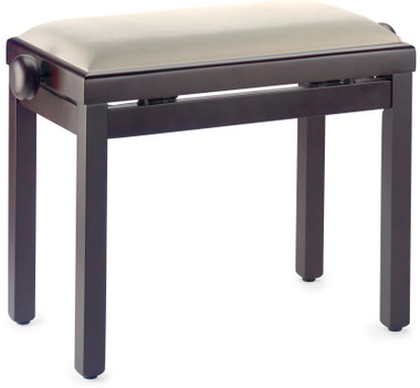 STAGG Matt piano bench, rosewood colour, with beige velvet top