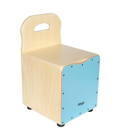 STAGG Basswood kid's cajón with EasyGo backrest, blue front board