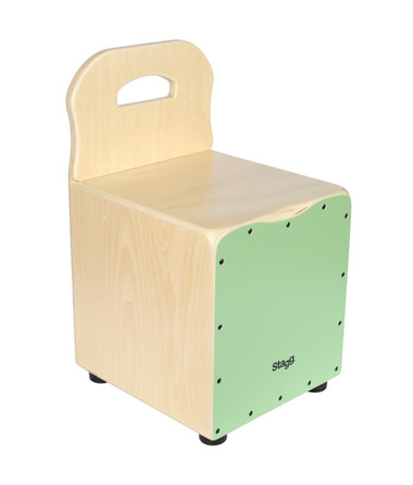 STAGG Basswood kid's cajón with EasyGo backrest, green front board