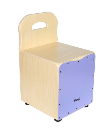 STAGG Basswood kid's cajón with EasyGo backrest, purple front board