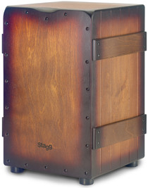 STAGG Standard-sized Crate caj√≥n with sunburst brown finish