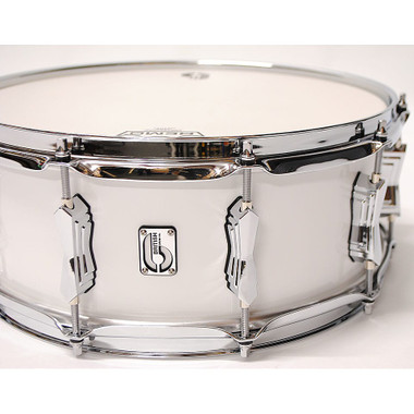 BRITISH DRUM CO. 14 x 6.5" Legend snare drum, cold-pressed birch 6 mm shell, Piccadilly White finish