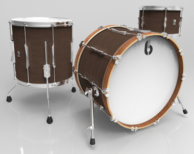 BRITISH DRUM CO. Lounge Club 20 3-piece drum set, mahogany and birch 5.5 mm blended shells, Kensington Crown finish