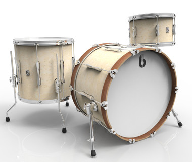 BRITISH DRUM CO. Lounge Club 22 3-piece drum set, mahogany and birch 5.5 mm blended shells, Wiltshire White finish