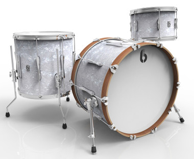 BRITISH DRUM CO. Lounge Club 22 3-piece drum set, mahogany and birch 5.5 mm blended shells, Windermere Pearl finish
