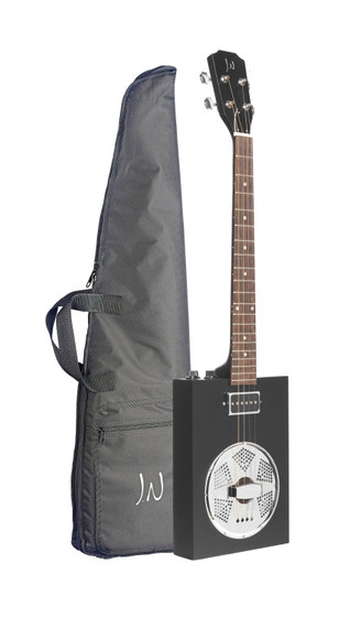 J.N GUITARS Acoustic-electric Cigar Box Guitar with 4 strings, resonator, sapele top, Cask series