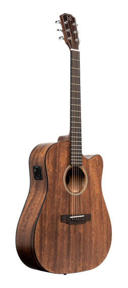 J.N GUITARS Cutaway acoustic-electric dreadnought guitar with solid mahogany top, Dovern series
