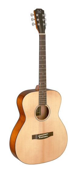 J.N GUITARS Natural-coloured acoustic auditorium guitar with solid spruce top, Bessie series