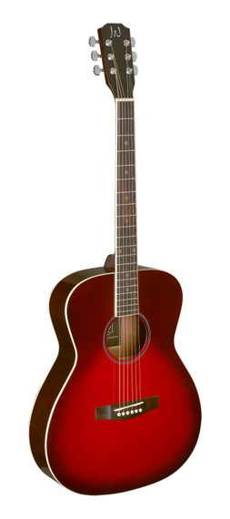 J.N GUITARS Transparent redburst acoustic auditorium guitar with solid spruce top, Bessie series