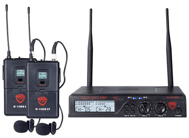 NADY Nady U-2100 Dual LT 200-Channel UHF Wireless Lavalier Microphone System