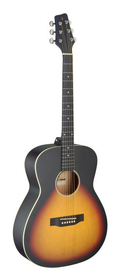 STAGG Auditorium guitar with basswood top, sunburst, left-handed model