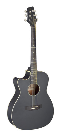 STAGG Cutaway acoustic-electric auditorium guitar, black, left-handed model