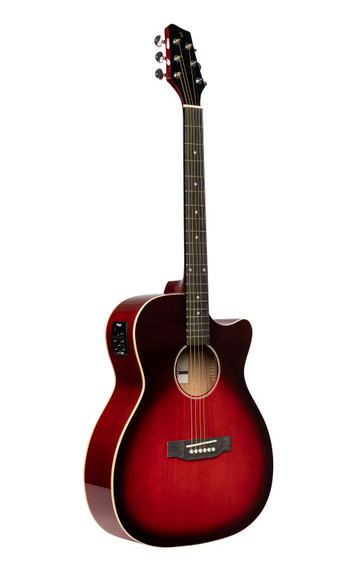 STAGG Cutaway acoustic-electric auditorium guitar, transparent red
