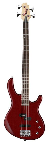 Cort Action PJ Series 4-Sring Electric Bass Open Pore Black Cherry w active pickups and eq