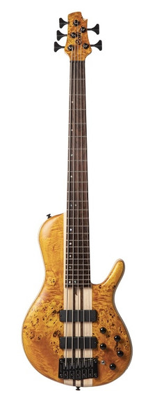 Cort Artisan Series A5PLUSCAOP - 5 String Single Cutaway Electric Bass Poplar Burl top  Swamp Ash Body Amber Open Pore Finish