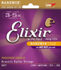 Elixir Acoustic Phosphor Bronze Strings NANOWEB Coated 6-String Light-Medium 012 16077