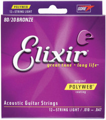 Elixir 11150 Elixir Polyweb 12-String Acoustic Guitar Strings 010/10 Lite 11150