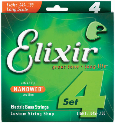 Elixir Electric Bass Strings 4-String Light 045 Long Scale NANOWEB Coating 14052