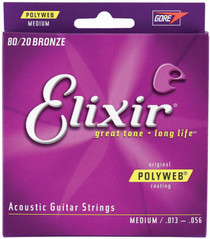Elixir Acoustic Guitar Strings 6 String Medium 013 POLYWEB Coating 11100