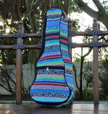 Concert Ukulele Gig Bag Padded Soft Case Blue Multicolor Stripe - view 2