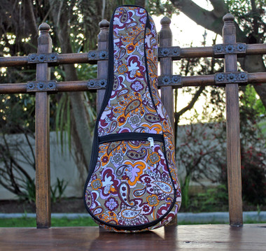 Soprano Ukulele Gig Bag Padded Soft Case Khaki Paisley Pattern - view 2