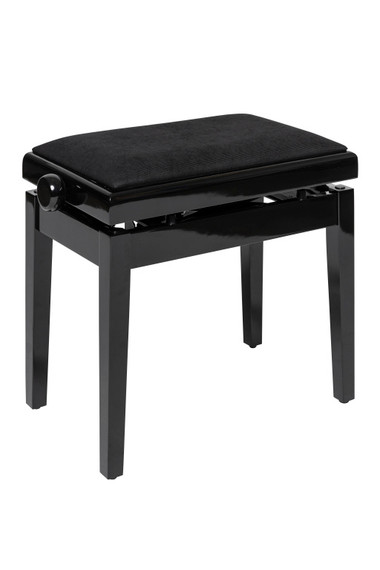 Highgloss black hydraulic piano bench with fireproof black velvet top